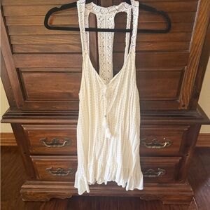 Lulu’s Crochet Back Ivory Tank Top